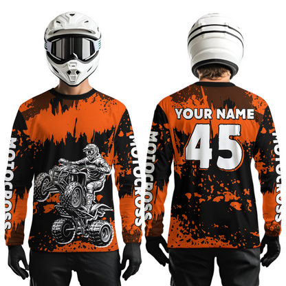 Orange ATV Motocross Jersey Kid Adult Custom Quad Bike Jersey Off-Road Shirt UPF30+ DNT59