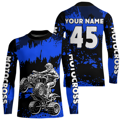 Blue ATV Motocross Jersey Kid Adult Custom Quad Bike Jersey Off-Road Shirt UPF30+ DNT59