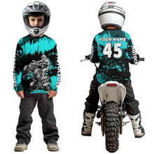 Load image into Gallery viewer, Turquoise ATV Motocross Jersey Kid Adult Custom Quad Bike Jersey Off-Road Shirt UPF30+ DNT59