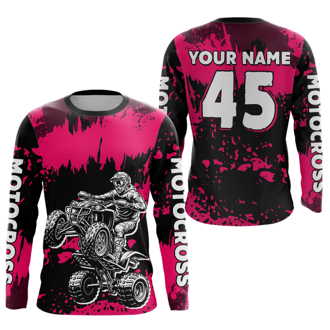 Pink ATV Motocross Jersey Kid Adult Custom Quad Bike Jersey Off-Road Shirt UPF30+ DNT59