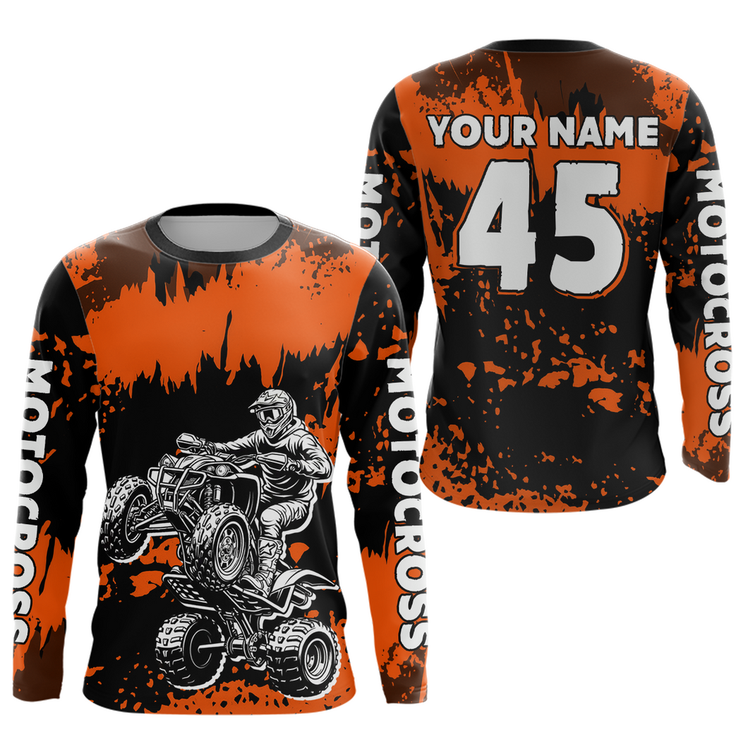 Orange ATV Motocross Jersey Kid Adult Custom Quad Bike Jersey Off-Road Shirt UPF30+ DNT59