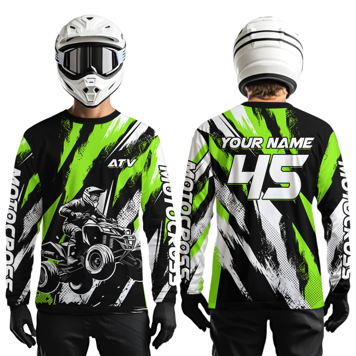 Green ATV Motocross Shirts Kid Men Women Custom Quad Bike Off-Road Shirt UPF30+ DNT60