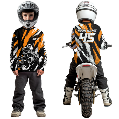Orange ATV Motocross Shirts Kid Men Women Custom Quad Bike Off-Road Shirt UPF30+ DNT60