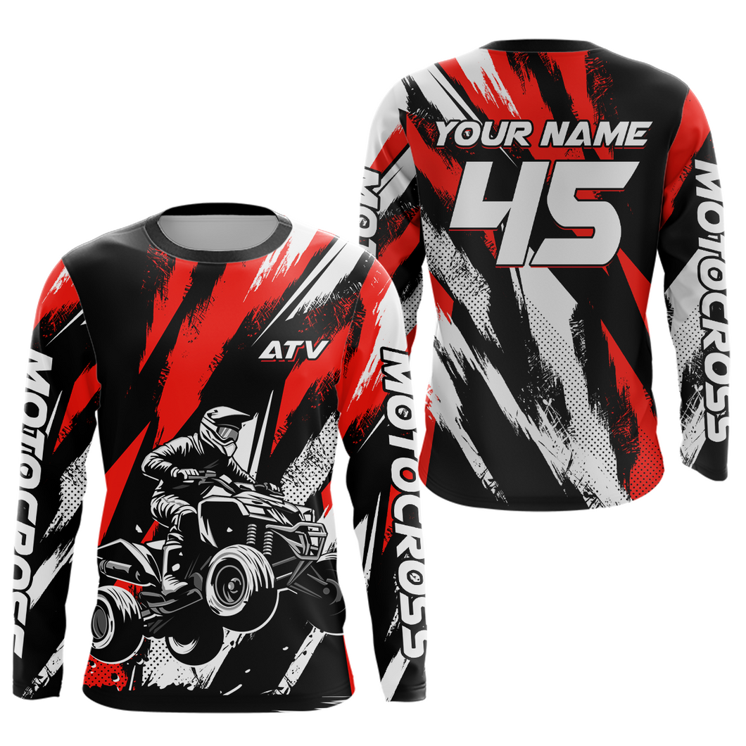 Red ATV Motocross Shirts Kid Men Women Custom Quad Bike Off-Road Shirt UPF30+ DNT60