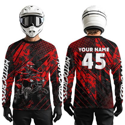 Custom Red ATV Motocross Shirts Kid Men Women Off-Road Quad Bike Shirt UPF30+ DNT61