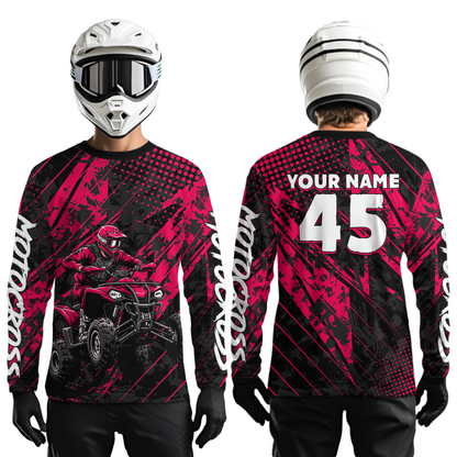 Custom Pink ATV Motocross Shirts Kid Men Women Off-Road Quad Bike Shirt UPF30+ DNT61