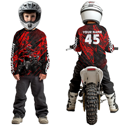 Custom Red ATV Motocross Shirts Kid Men Women Off-Road Quad Bike Shirt UPF30+ DNT61