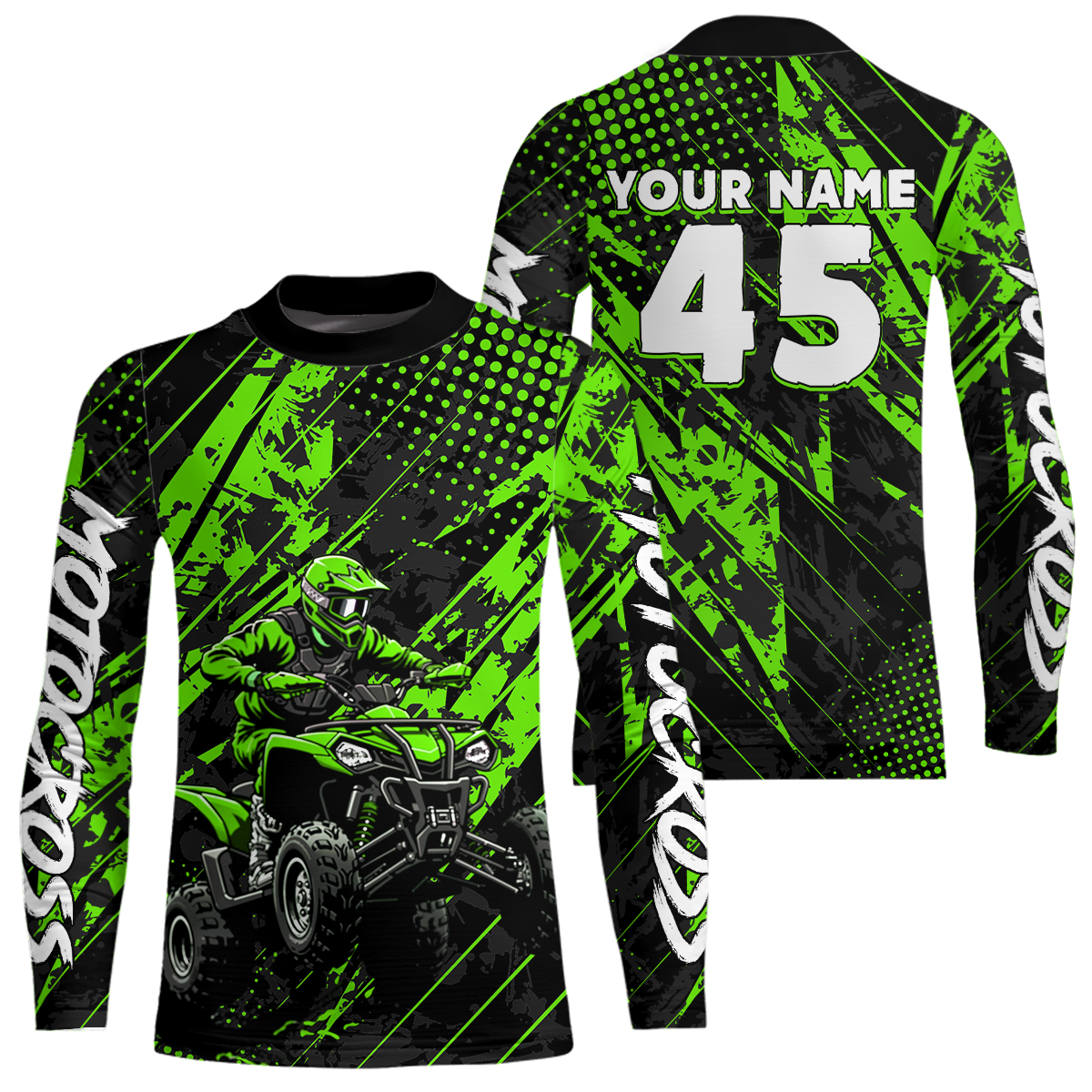 Custom Green ATV Motocross Shirts Kid Men Women Off-Road Quad Bike Shirt UPF30+ DNT61