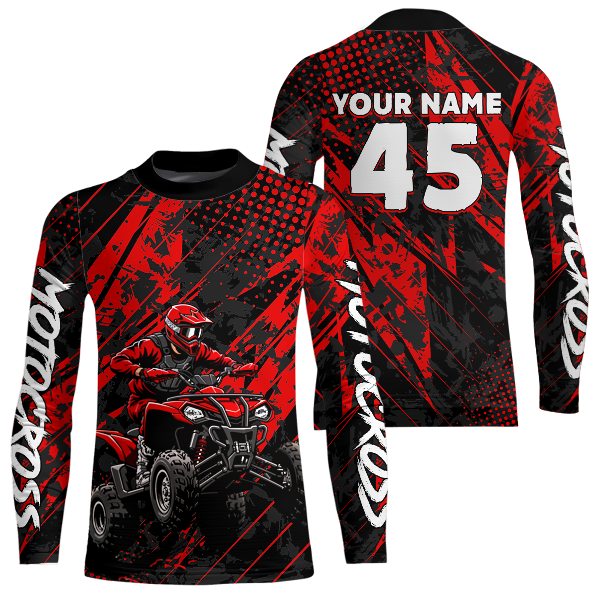 Custom Red ATV Motocross Shirts Kid Men Women Off-Road Quad Bike Shirt UPF30+ DNT61