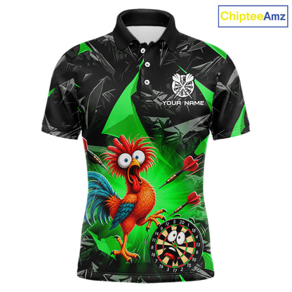 Custom Green Funny Chicken Darts Team Jerseys Darts Shirt for Men Dartboard Shirt for Player NNT311