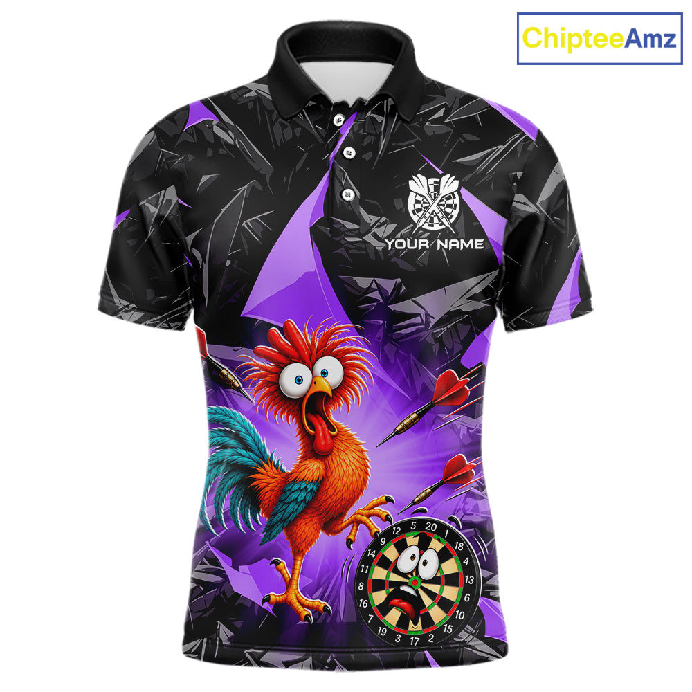Custom Purple Funny Chicken Darts Team Jerseys Darts Shirt for Men Dartboard Shirt for Player NNT311