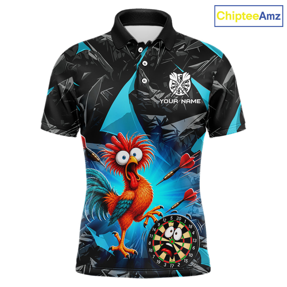 Custom Turquoise Funny Chicken Darts Team Jerseys Darts Shirt for Men Dartboard Shirt for Player NNT311