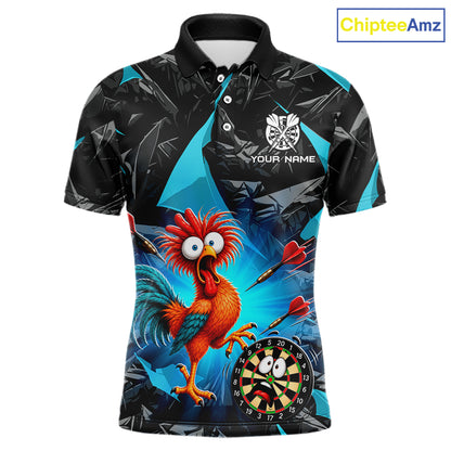 Custom Turquoise Funny Chicken Darts Team Jerseys Darts Shirt for Men Dartboard Shirt for Player NNT311
