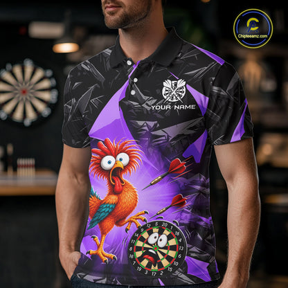 Custom Purple Funny Chicken Darts Team Jerseys Darts Shirt for Men Dartboard Shirt for Player NNT311