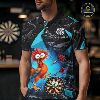 Custom Turquoise Funny Chicken Darts Team Jerseys Darts Shirt for Men Dartboard Shirt for Player NNT311