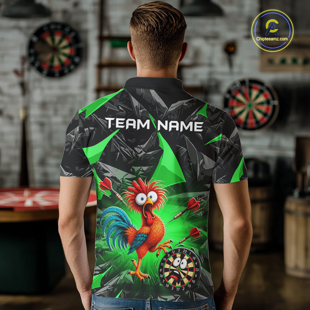 Custom Green Funny Chicken Darts Team Jerseys Darts Shirt for Men Dartboard Shirt for Player NNT311