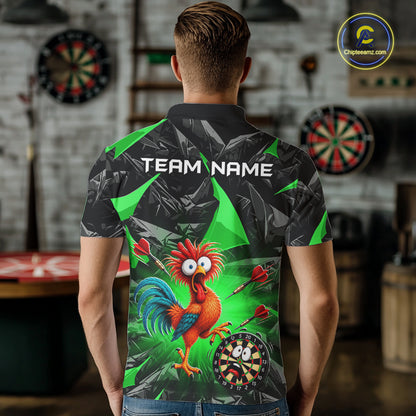 Custom Green Funny Chicken Darts Team Jerseys Darts Shirt for Men Dartboard Shirt for Player NNT311