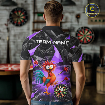 Custom Purple Funny Chicken Darts Team Jerseys Darts Shirt for Men Dartboard Shirt for Player NNT311