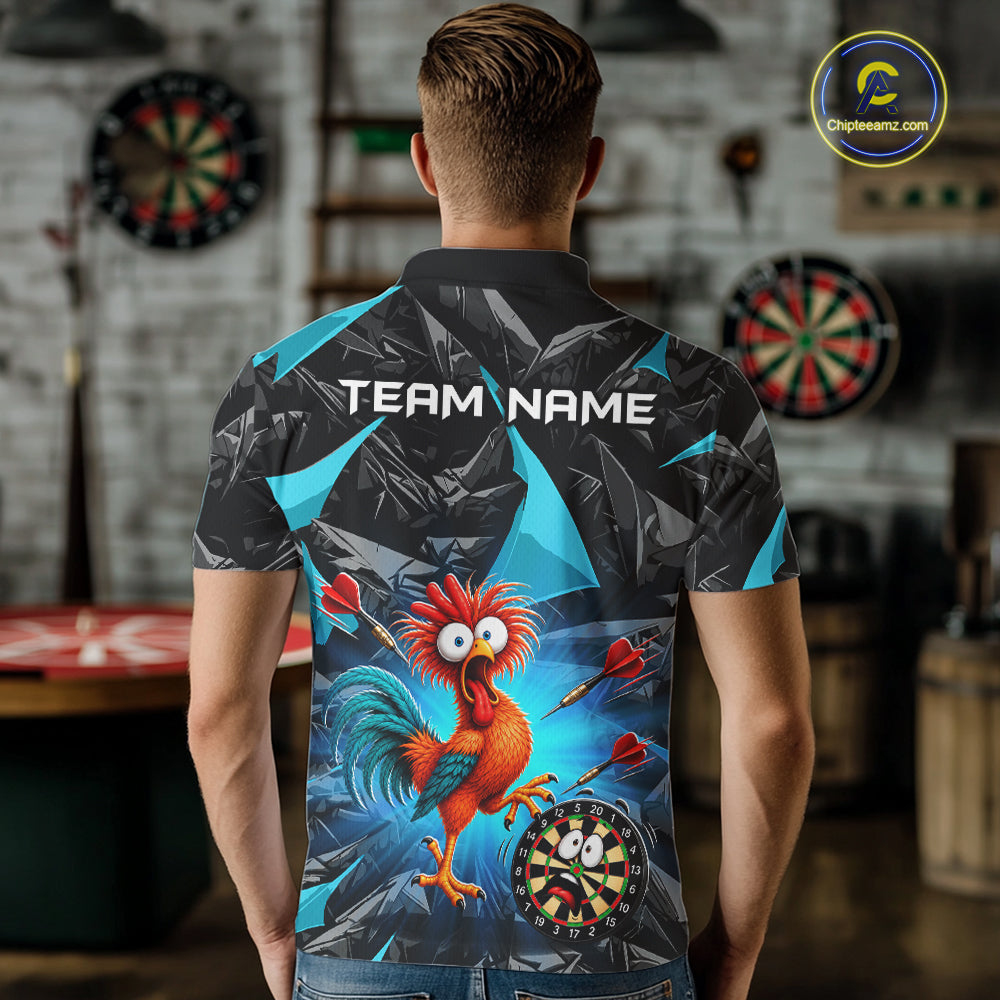Custom Turquoise Funny Chicken Darts Team Jerseys Darts Shirt for Men Dartboard Shirt for Player NNT311