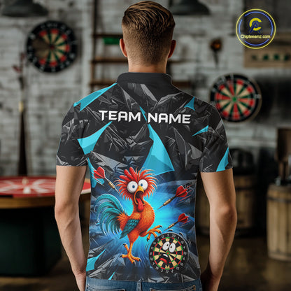 Custom Turquoise Funny Chicken Darts Team Jerseys Darts Shirt for Men Dartboard Shirt for Player NNT311