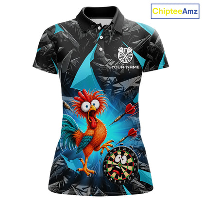 Custom Turquoise Funny Chicken Darts Team Jerseys Darts Shirt for Women Dartboard Shirt for Player NNT311