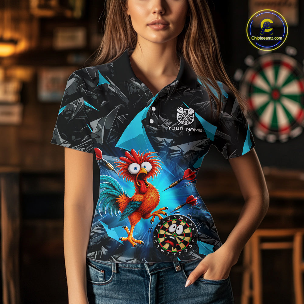 Custom Turquoise Funny Chicken Darts Team Jerseys Darts Shirt for Women Dartboard Shirt for Player NNT311