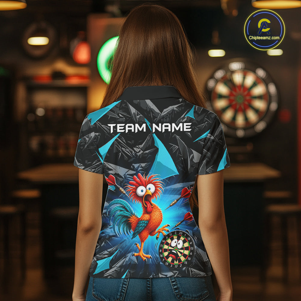 Custom Turquoise Funny Chicken Darts Team Jerseys Darts Shirt for Women Dartboard Shirt for Player NNT311
