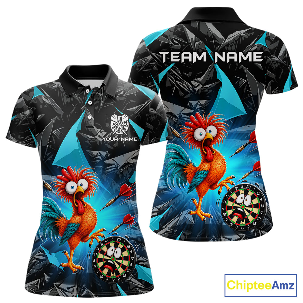 Custom Turquoise Funny Chicken Darts Team Jerseys Darts Shirt for Women Dartboard Shirt for Player NNT311