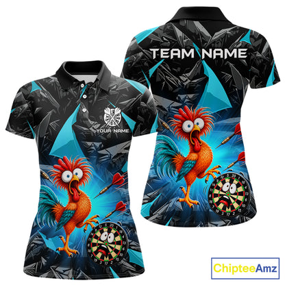 Custom Turquoise Funny Chicken Darts Team Jerseys Darts Shirt for Women Dartboard Shirt for Player NNT311