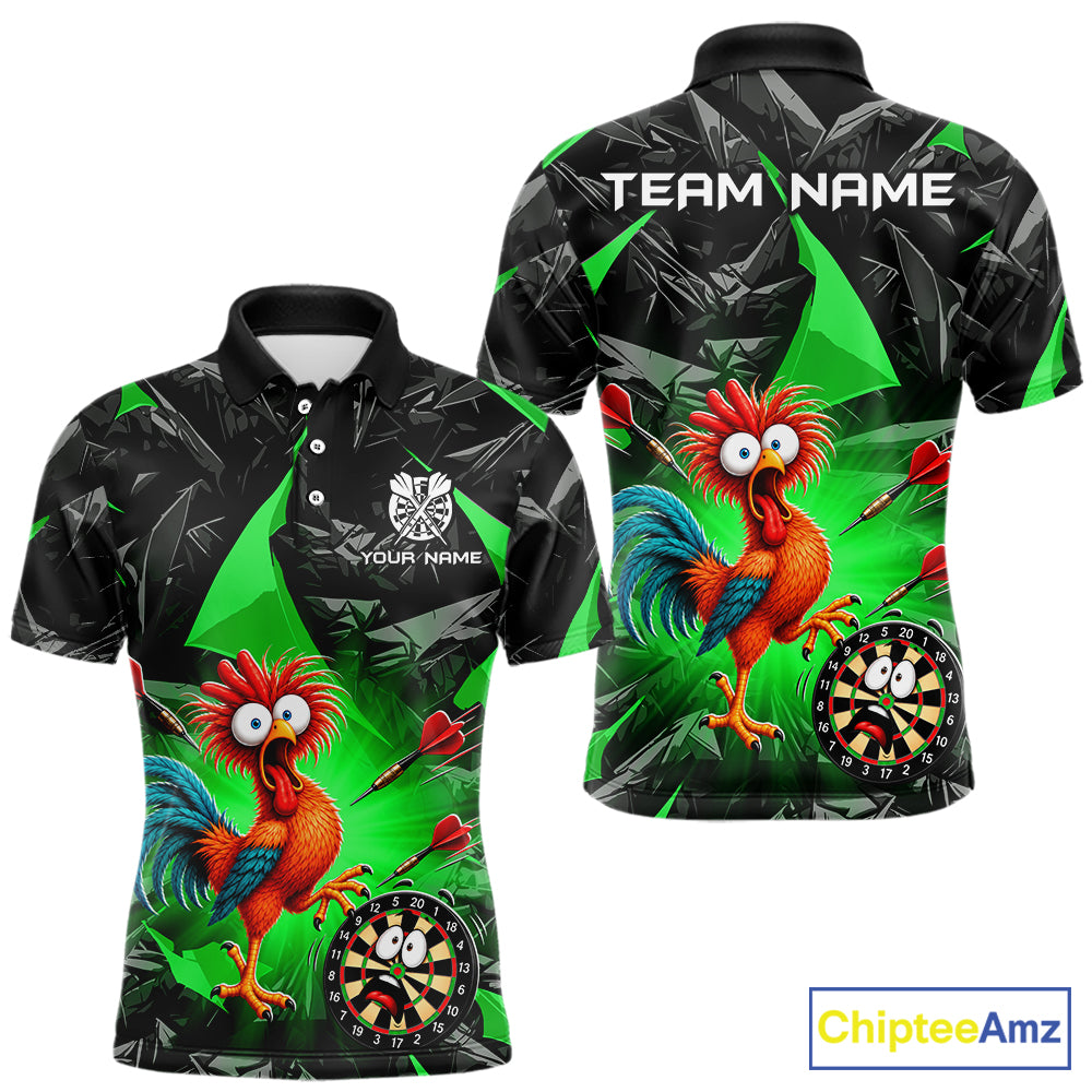 Custom Green Funny Chicken Darts Team Jerseys Darts Shirt for Men Dartboard Shirt for Player NNT311