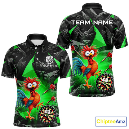 Custom Green Funny Chicken Darts Team Jerseys Darts Shirt for Men Dartboard Shirt for Player NNT311