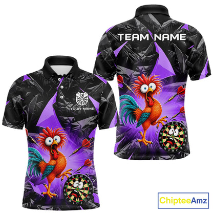 Custom Purple Funny Chicken Darts Team Jerseys Darts Shirt for Men Dartboard Shirt for Player NNT311