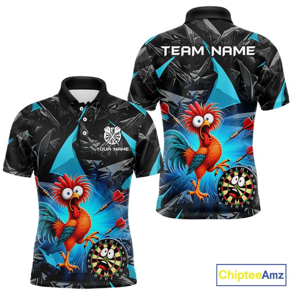 Custom Turquoise Funny Chicken Darts Team Jerseys Darts Shirt for Men Dartboard Shirt for Player NNT311