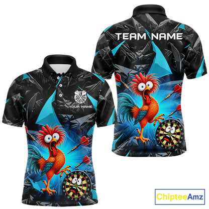 Custom Turquoise Funny Chicken Darts Team Jerseys Darts Shirt for Men Dartboard Shirt for Player NNT311