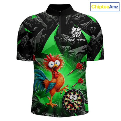 Custom Green Funny Chicken Darts Team Jerseys Darts Shirt for Men Dartboard Shirt for Player NNT311