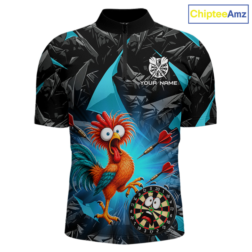 Custom Turquoise Funny Chicken Darts Team Jerseys Darts Shirt for Men Dartboard Shirt for Player NNT311