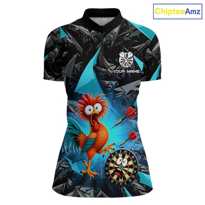 Custom Turquoise Funny Chicken Darts Team Jerseys Darts Shirt for Women Dartboard Shirt for Player NNT311