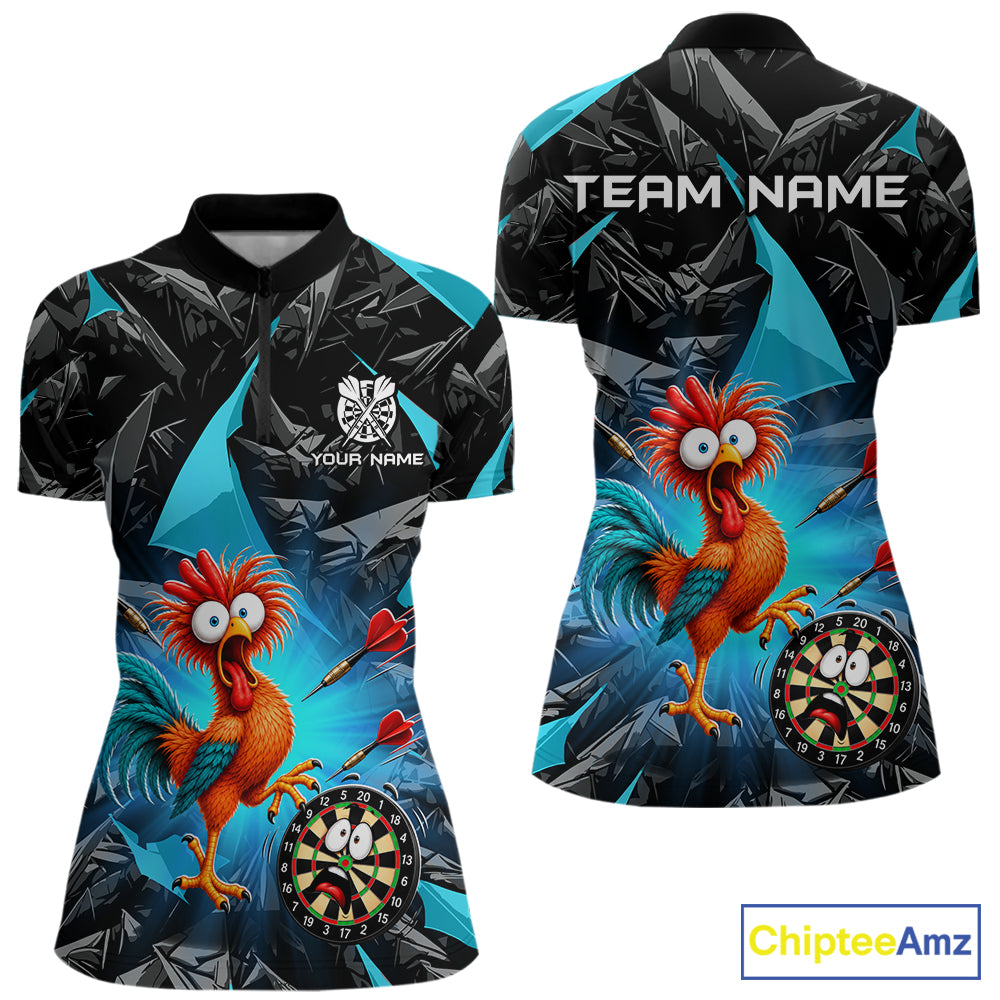 Custom Turquoise Funny Chicken Darts Team Jerseys Darts Shirt for Women Dartboard Shirt for Player NNT311