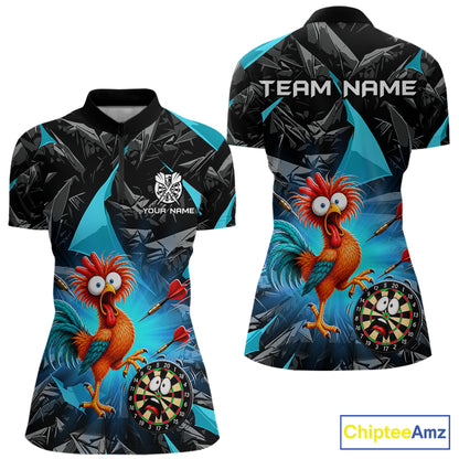 Custom Turquoise Funny Chicken Darts Team Jerseys Darts Shirt for Women Dartboard Shirt for Player NNT311