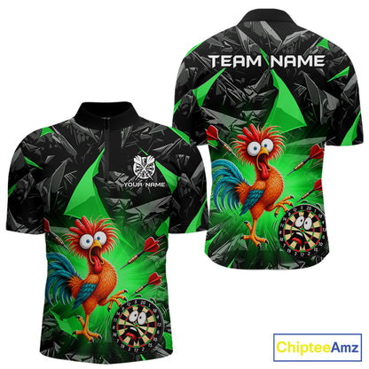 Custom Green Funny Chicken Darts Team Jerseys Darts Shirt for Men Dartboard Shirt for Player NNT311