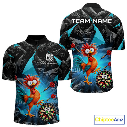 Custom Turquoise Funny Chicken Darts Team Jerseys Darts Shirt for Men Dartboard Shirt for Player NNT311