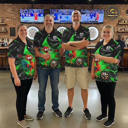Custom Green Funny Chicken Darts Team Jerseys Darts Shirt for Men Dartboard Shirt for Player NNT311