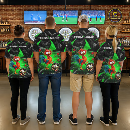 Custom Green Funny Chicken Darts Team Jerseys Darts Shirt for Men Dartboard Shirt for Player NNT311