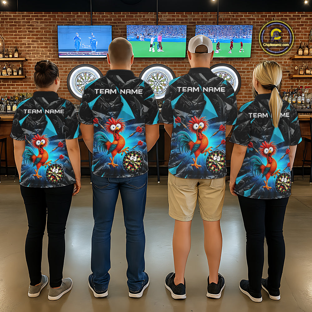 Custom Turquoise Funny Chicken Darts Team Jerseys Darts Shirt for Women Dartboard Shirt for Player NNT311