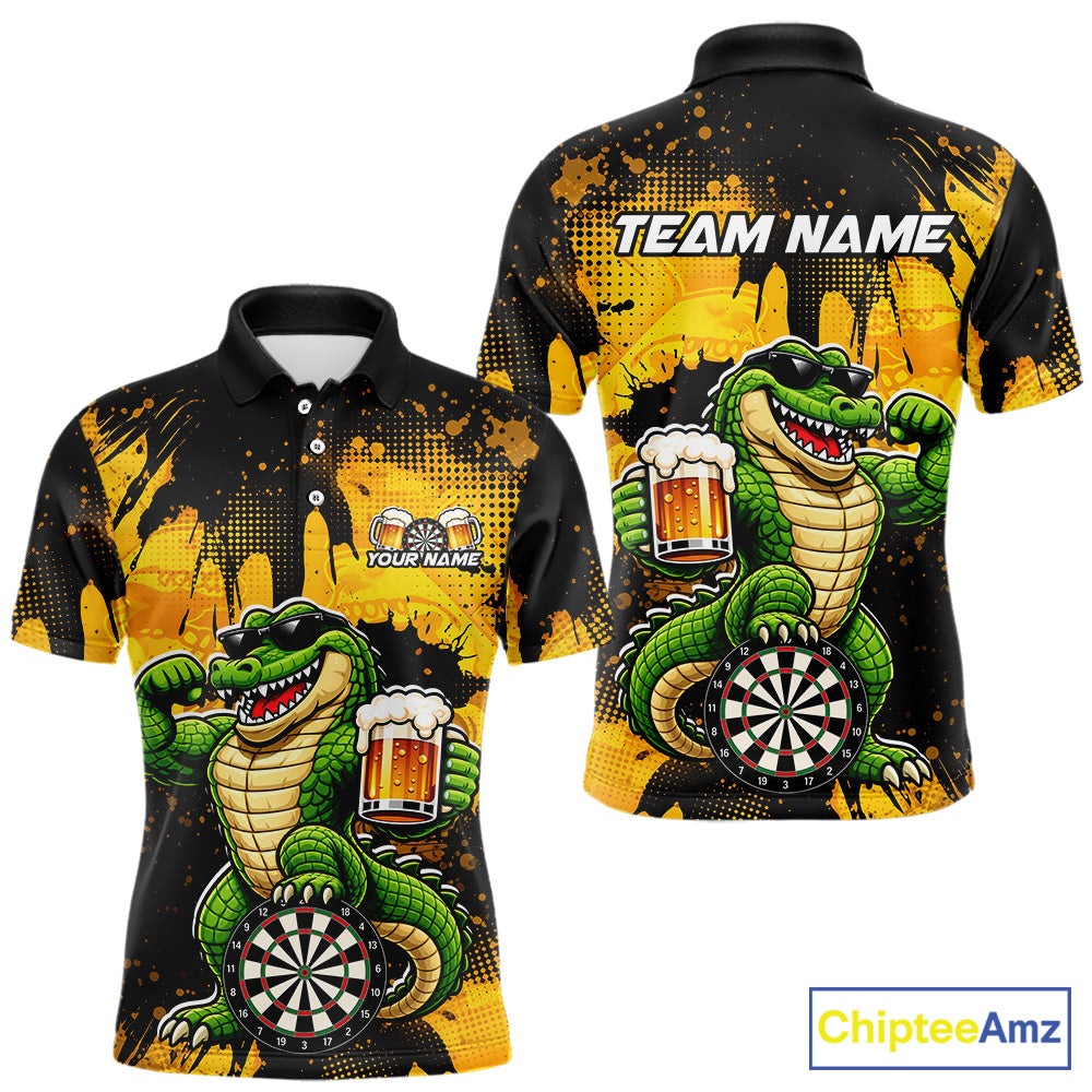 Custom Funny Beer Alligator Darts Shirt for Men Darts Team Jerseys Dart League Shirts NNT316
