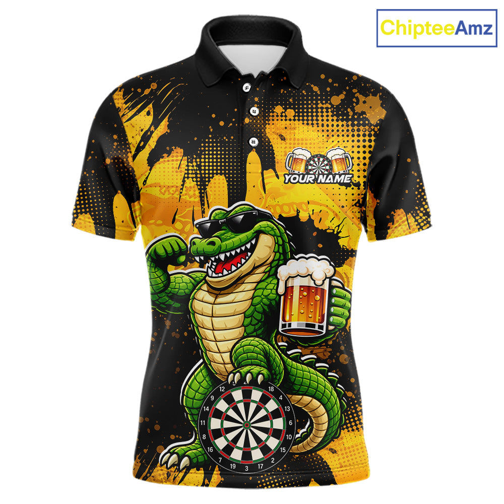 Custom Funny Beer Alligator Darts Shirt for Men Darts Team Jerseys Dart League Shirts NNT316