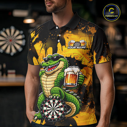 Custom Funny Beer Alligator Darts Shirt for Men Darts Team Jerseys Dart League Shirts NNT316