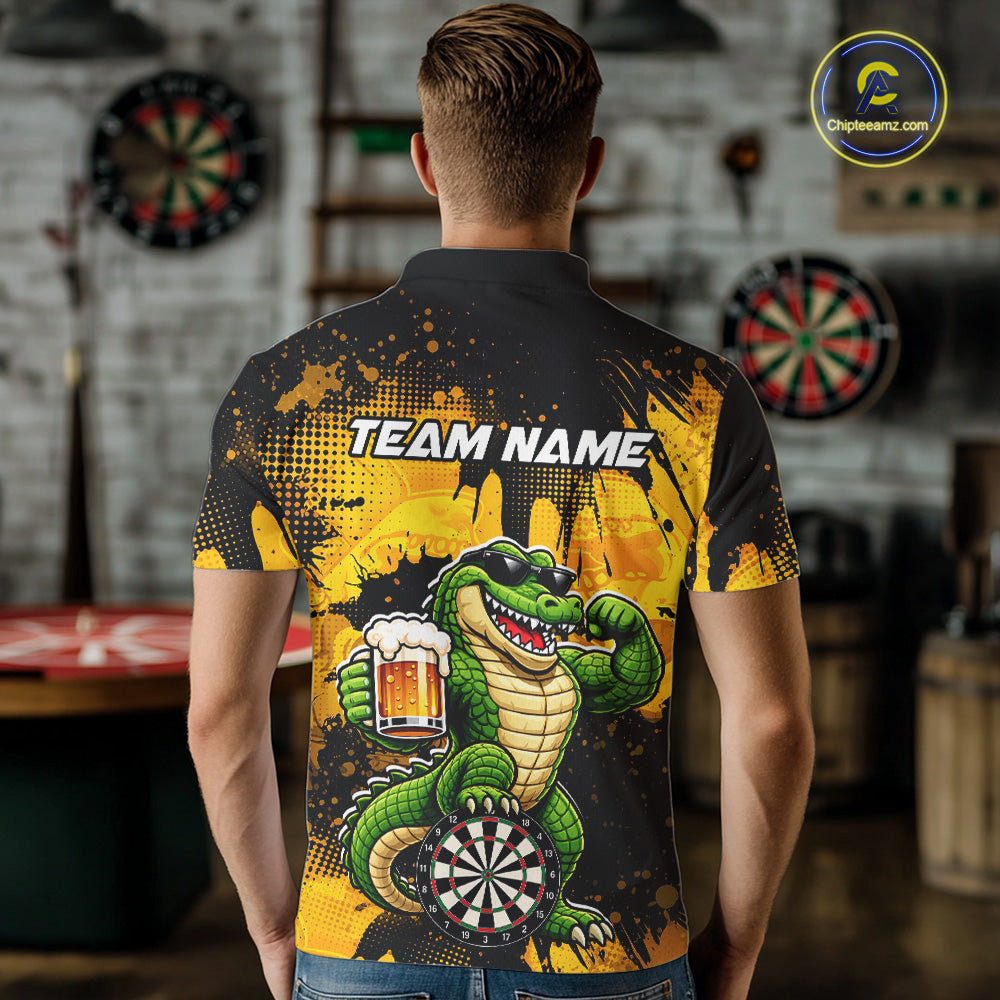 Custom Funny Beer Alligator Darts Shirt for Men Darts Team Jerseys Dart League Shirts NNT316