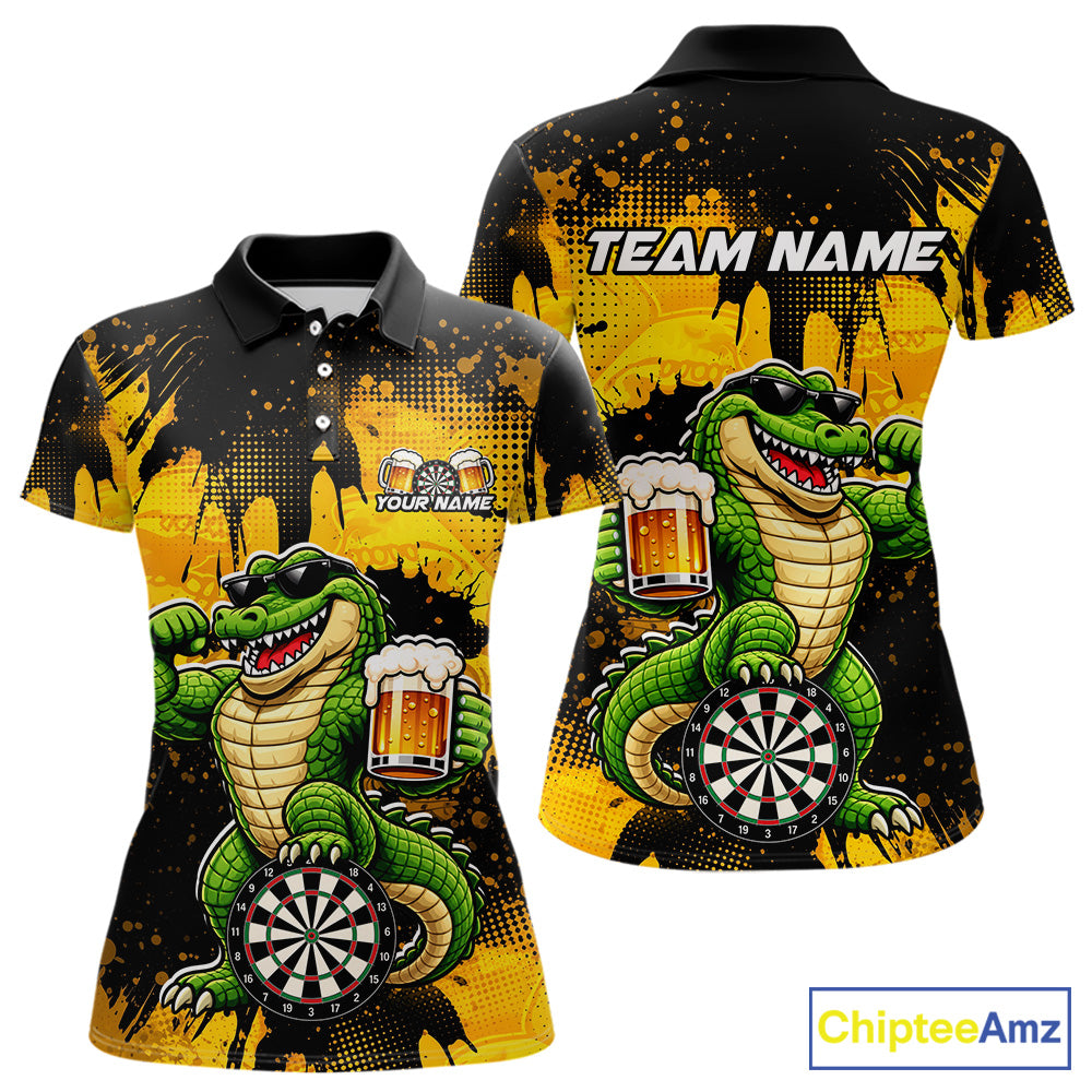 Custom Funny Beer Alligator Darts Shirt for Women Darts Team Jerseys Dart League Shirts NNT316