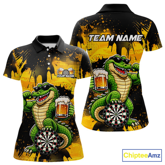 Custom Funny Beer Alligator Darts Shirt for Women Darts Team Jerseys Dart League Shirts NNT316